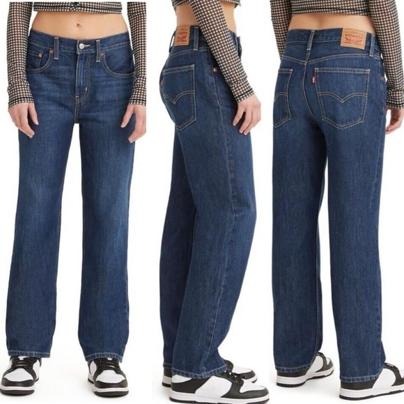 LEVI’S Low Pro Straight Jeans in Dark Wash - Picture 1 of 9